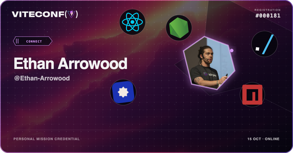 Ethan Arrowood's ViteConf 2026 mission credential